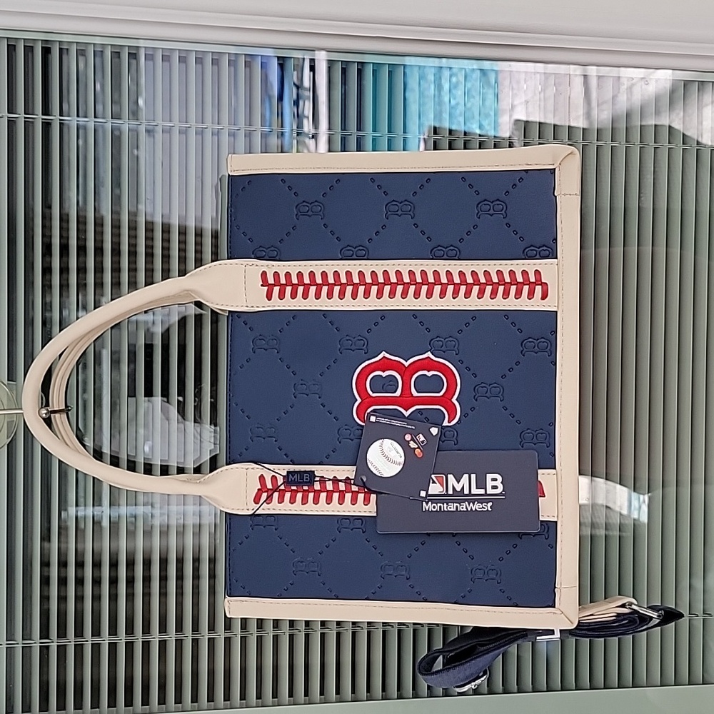 MLB Boston Red Sox Whipstitch Crossbody Navy and Cream Tote Bag NWT